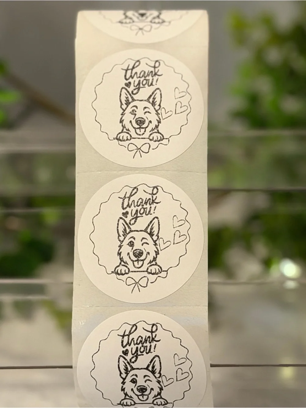 200 German Shepherd Thank You Stickers 2” Round Dog Hearts Small Business